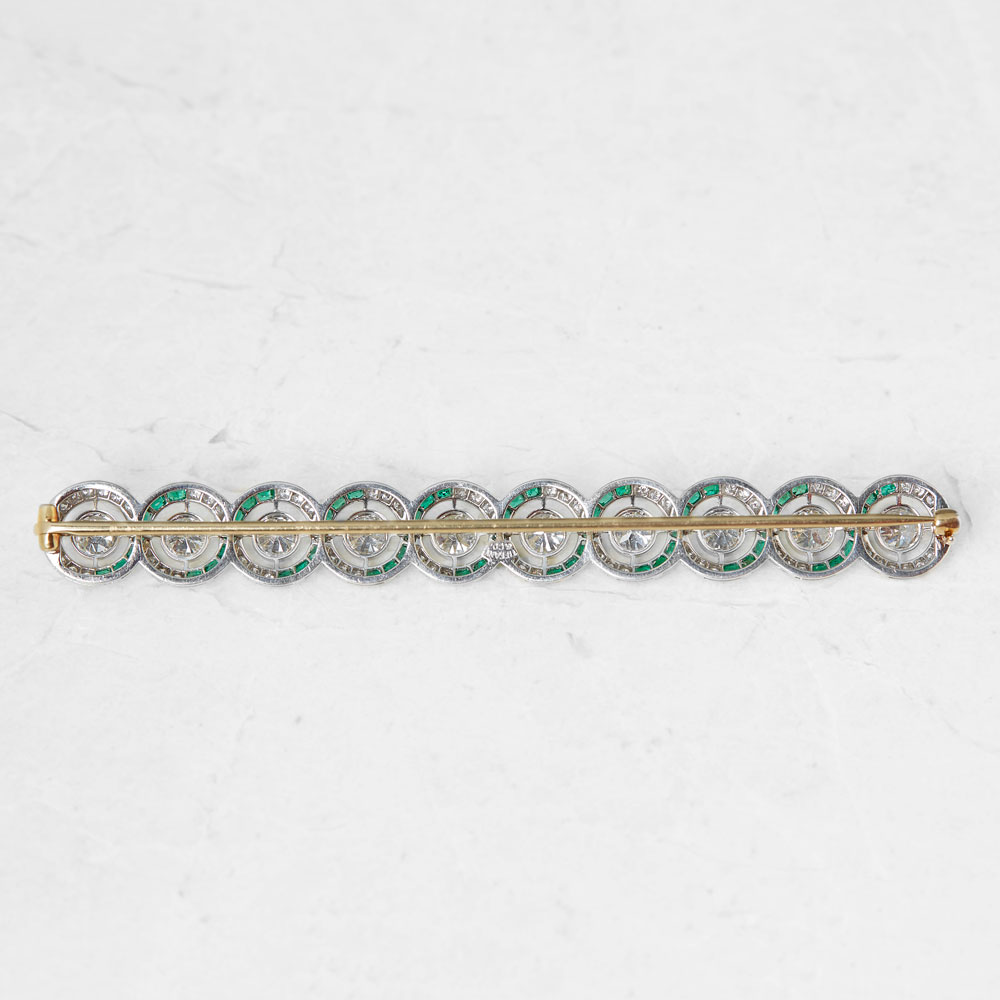 Tiffany & Co. Platinum 4.25ct Diamond & 2.00ct Emerald Art Deco Brooch - Image 2 of 5
