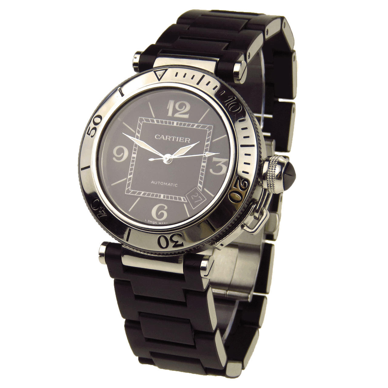 Cartier Pasha Seatimer W31077U2. Automatic movement, stainless steel case.