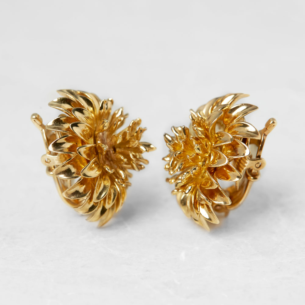 Tiffany & Co. 18k Yellow Gold Chrysanthemum Earrings - Image 3 of 10
