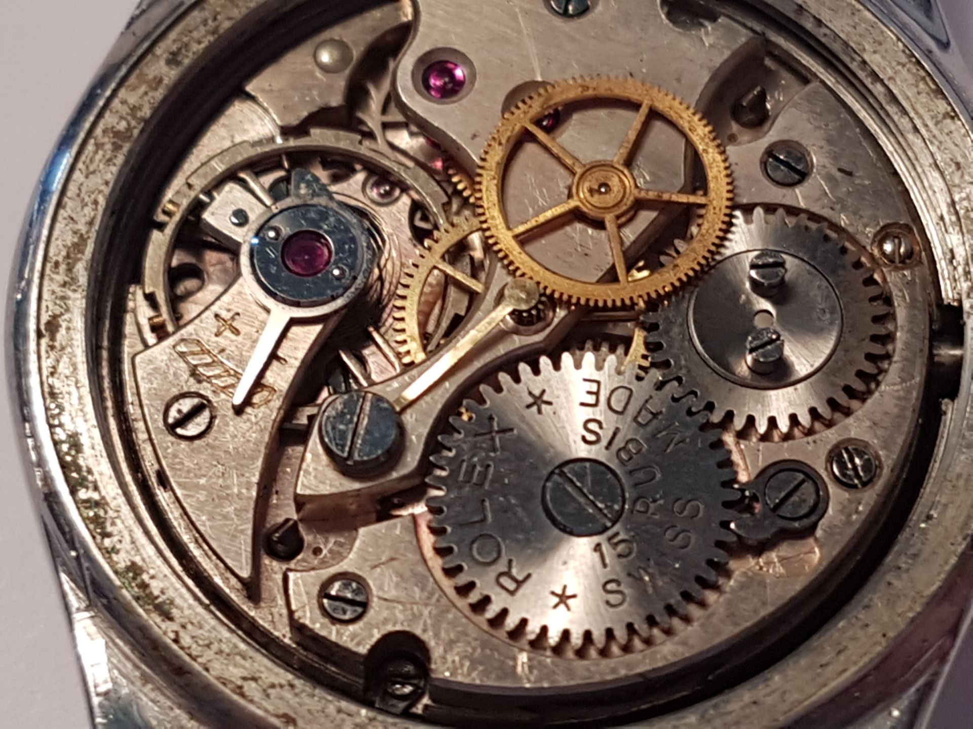 Rolex Ww2 1940S Mans Watch Stainless Steel With Screw Down Back , Rolex Movement 15 Rubi. Orginal, - Image 5 of 7