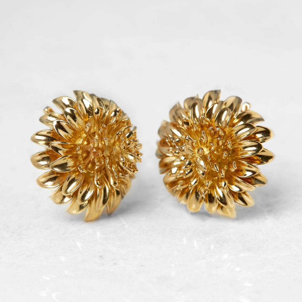 Tiffany & Co. 18k Yellow Gold Chrysanthemum Earrings - Image 2 of 10