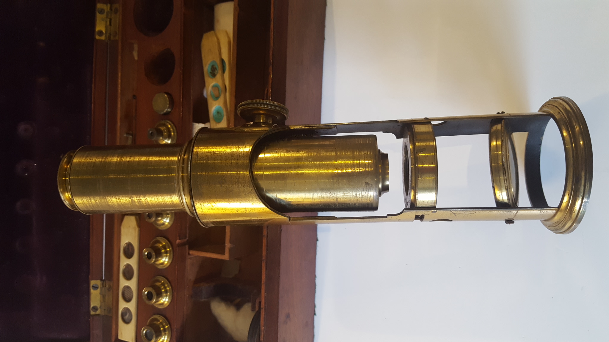 Vintage Brass Field Mircroscope in Original Mahogany Box - Image 3 of 4