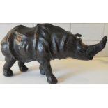 Vintage Retro Leather Rhinoceros Desk Toy