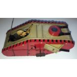 Vintage J D Williams Tinplate Military Tank c1930's With Original Box