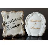 3 x Vintage Limoges Items Includes Wall Pocket and Table Top Display Signs Early to Mid 20th Century