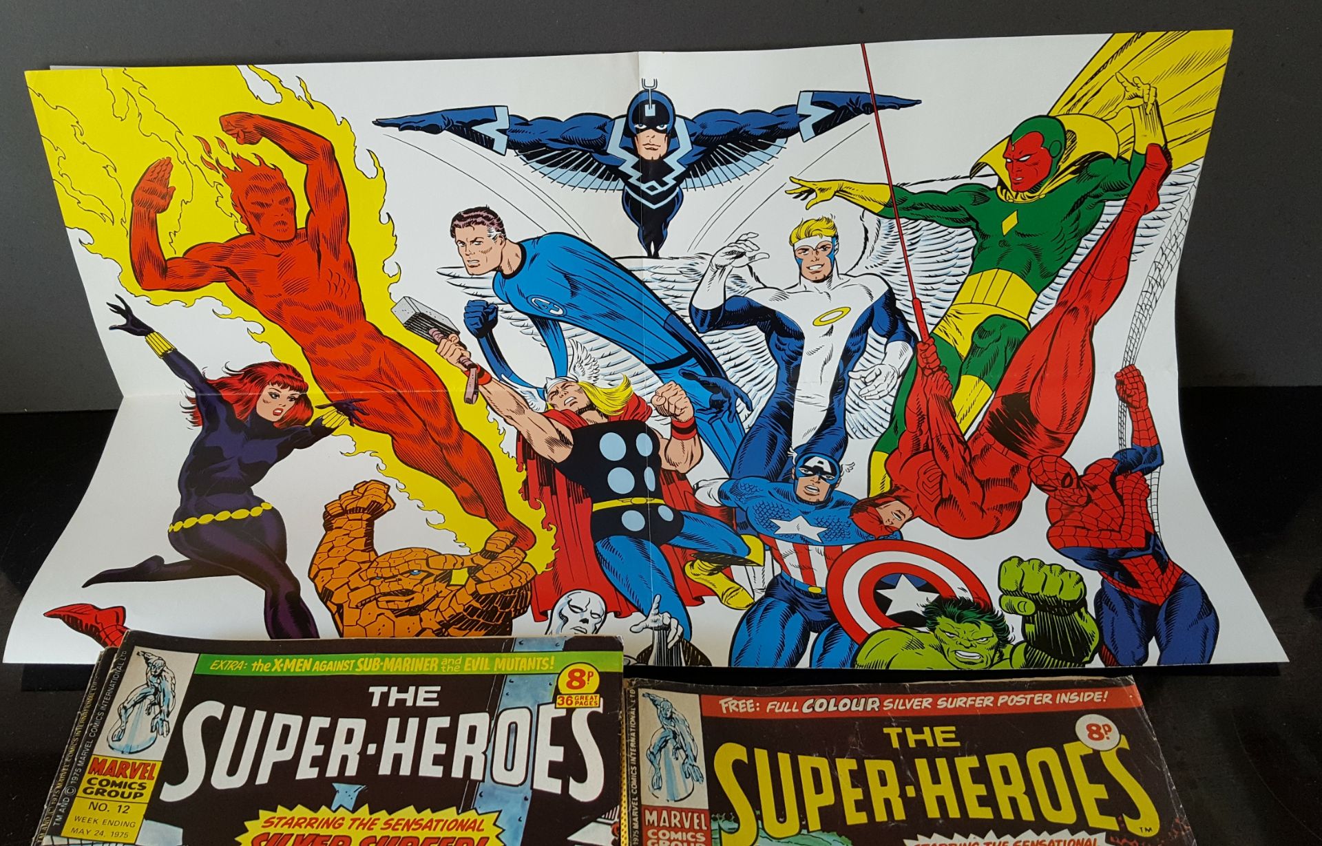 25 x Marvel Comics The Super Heroes Series No. 1-25 printed 1975 Numer 1 issue with original insert - Image 2 of 2