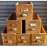 6 x Vintage Retro Industrial Wood Drawers