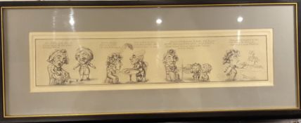 Early Satirical Print Comprising 4 Sketches Georgian Comic Scenes 18th Century