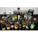 Parcel 25 Collectable Miniature Whisky, Gin, Brandy & Others Bottles & Contents.