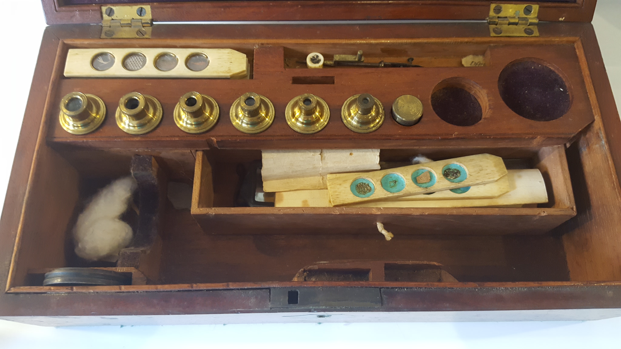 Vintage Brass Field Mircroscope in Original Mahogany Box - Image 2 of 4