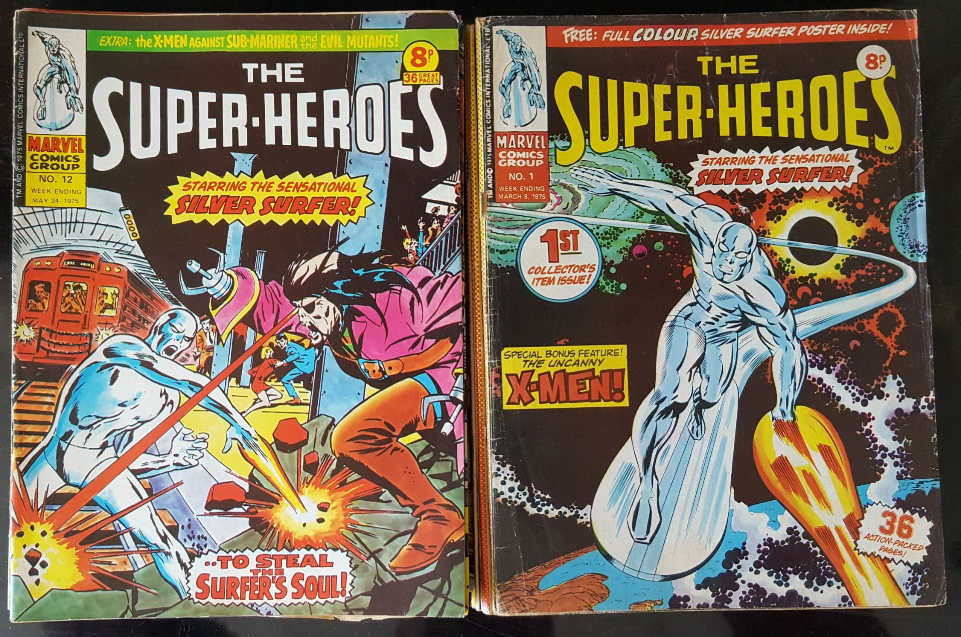 25 x Marvel Comics The Super Heroes Series No. 1-25 printed 1975 Numer 1 issue with original insert