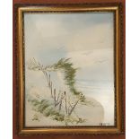 Oil on Board Painting Seagulls & Sand Dunes signed Joseph 71 bottom left