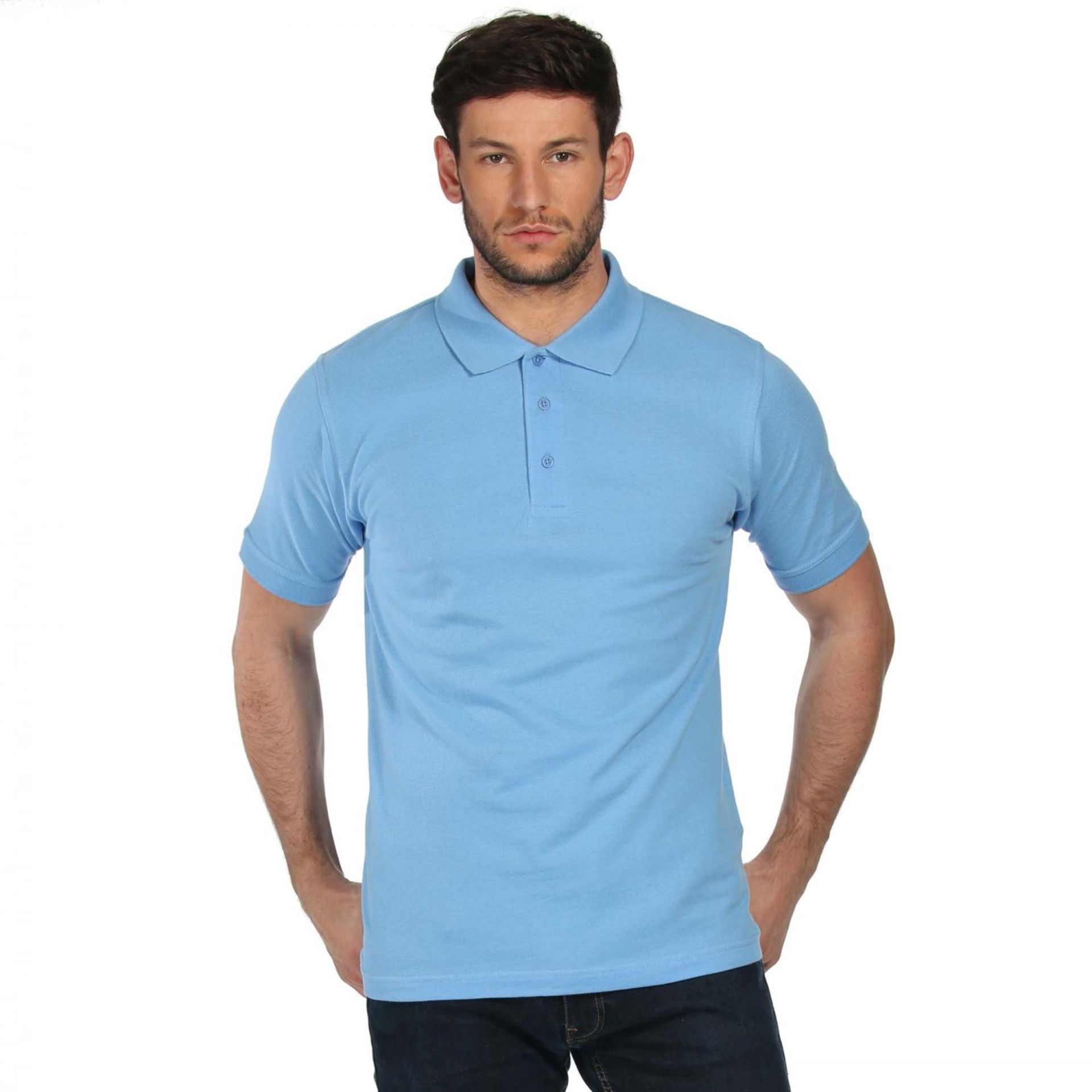 Regatta Professional Mens Cotton Polo shirt, SIZE-XL COLOUR-BLUE SKIES (BOX 1)