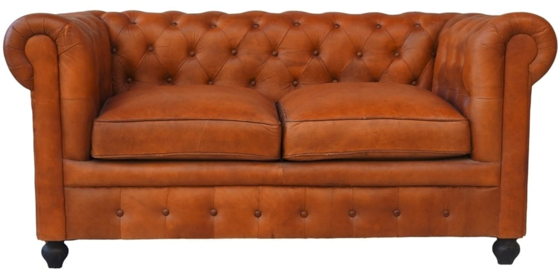 Shoreditch Leather Chesterfield 2-Seater Sofa Antique Tan - Image 2 of 2