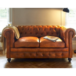Shoreditch Leather Chesterfield 2-Seater Sofa Antique Tan