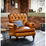 High Back Story Tan Leather Armchair