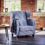 Gingham Wingback Armchair In Blue Our Blue