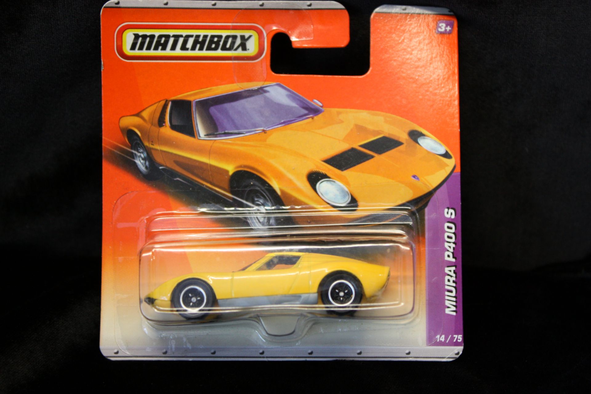 Matchbox Lamborghini Miura P400 S Yellow Toy Car 14/75. Model is part of an old private collection -