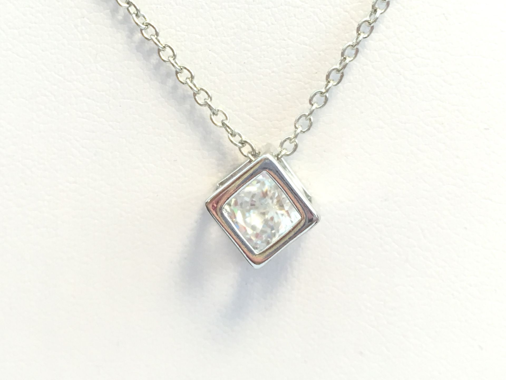 Silver Necklace and Earring set with Swarovski Crystal AND CUBE DETAIL - Image 2 of 4
