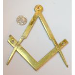 Original Masonic Brass Square And Compass From Lodge Door