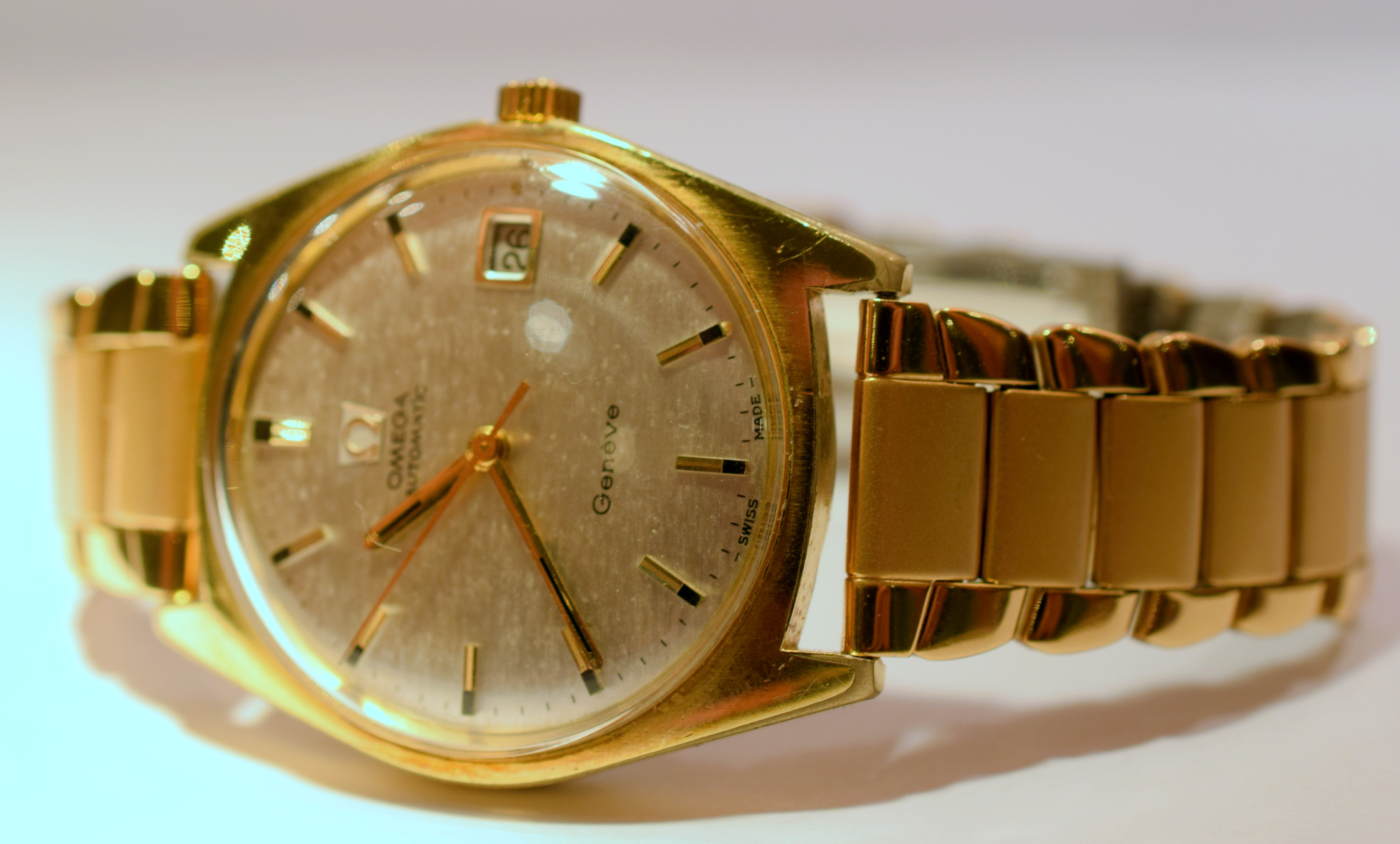 Omega Geneve Automatic With Date Gold Plated on bracelet