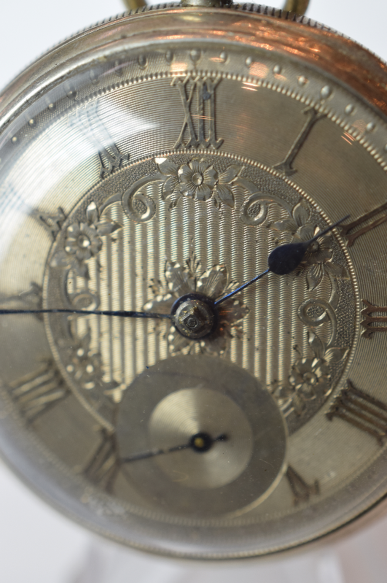 Open Face Silver Pocket Watch With Engraving Roman Numerals - Image 3 of 5