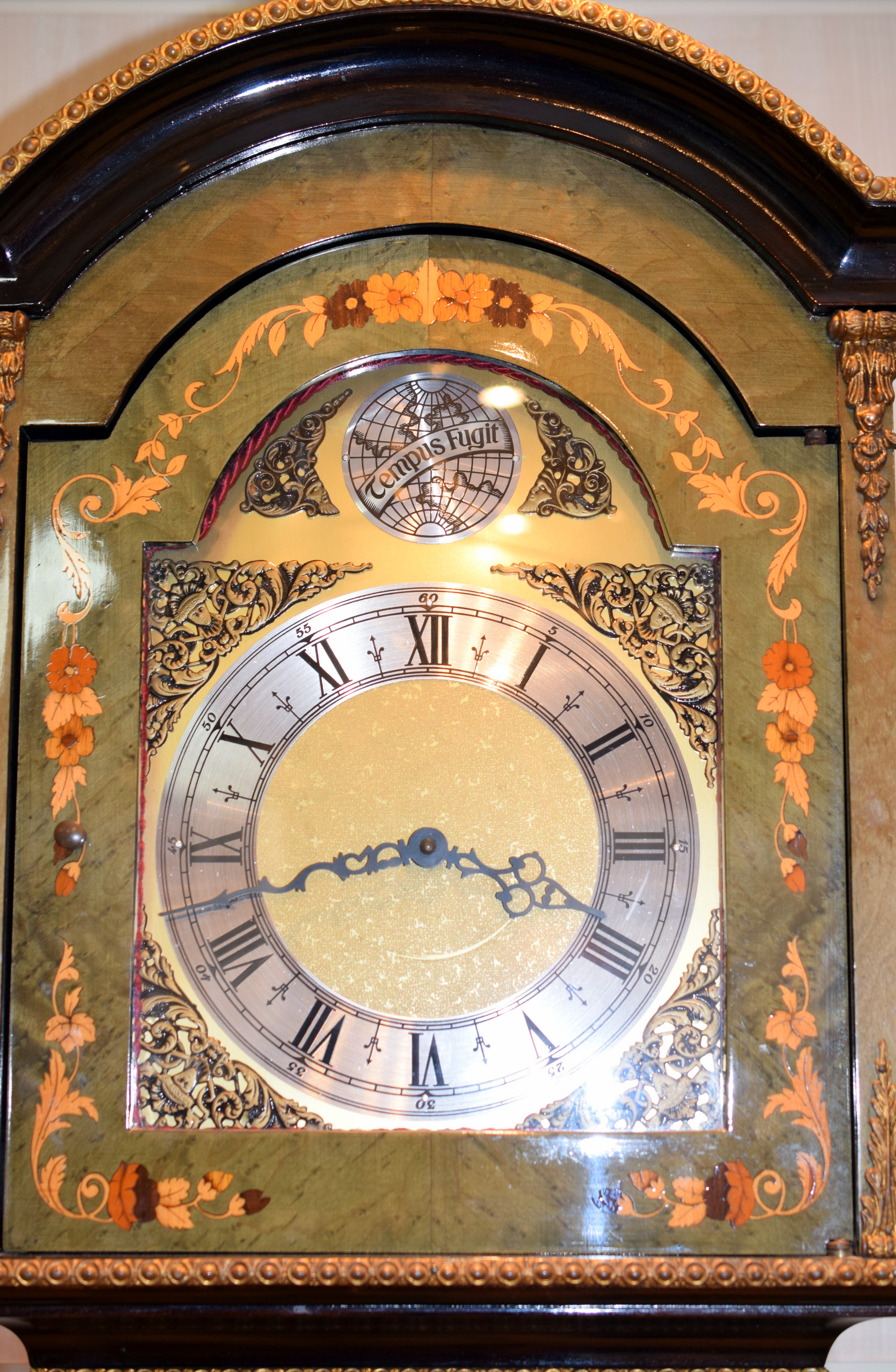 French Inlaid Green Chinoiserie Style Grandfather Clock - Image 2 of 6