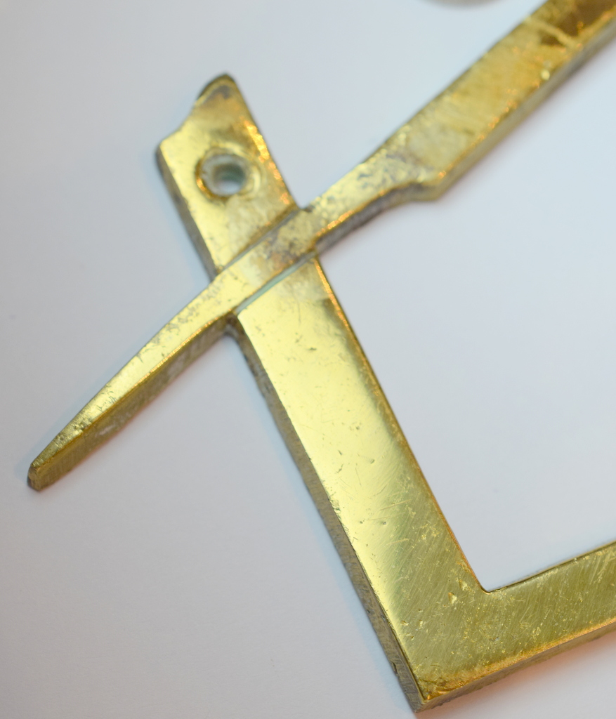 Original Masonic Brass Square And Compass From Lodge Door - Image 4 of 4