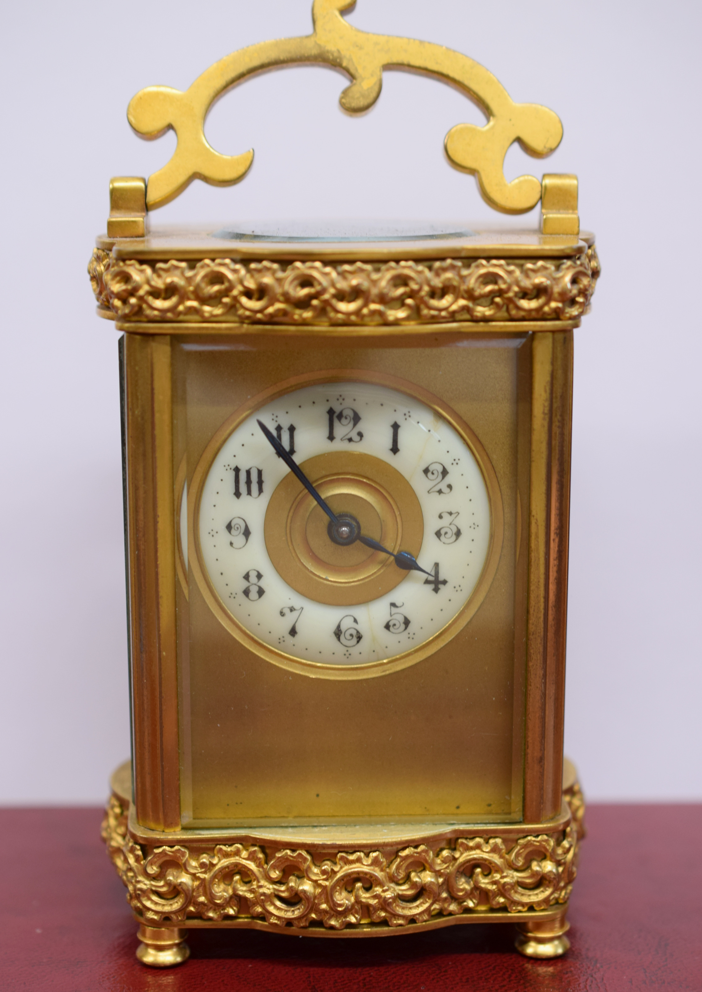 French Brass Serpentine Carriage Clock c1880s