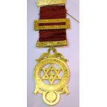 Large Masonic Royal Arch Chapter Jewel Complete With Red Ribbon