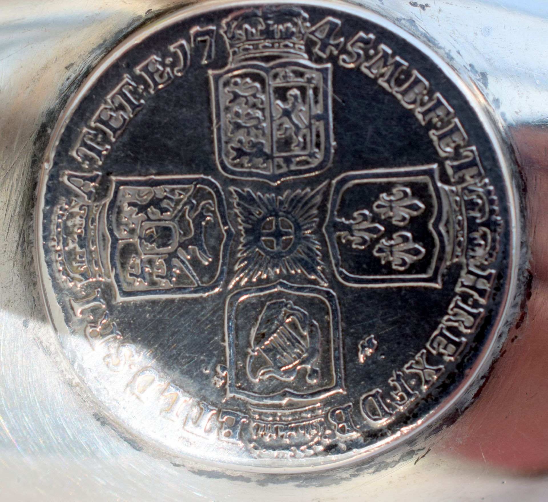 Silver Punch Ladle Or Toddy With Silver Coin Dated 1745 In Bowl - Image 4 of 8