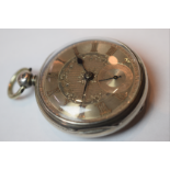 Open Face Silver Pocket Watch With Engraving Roman Numerals