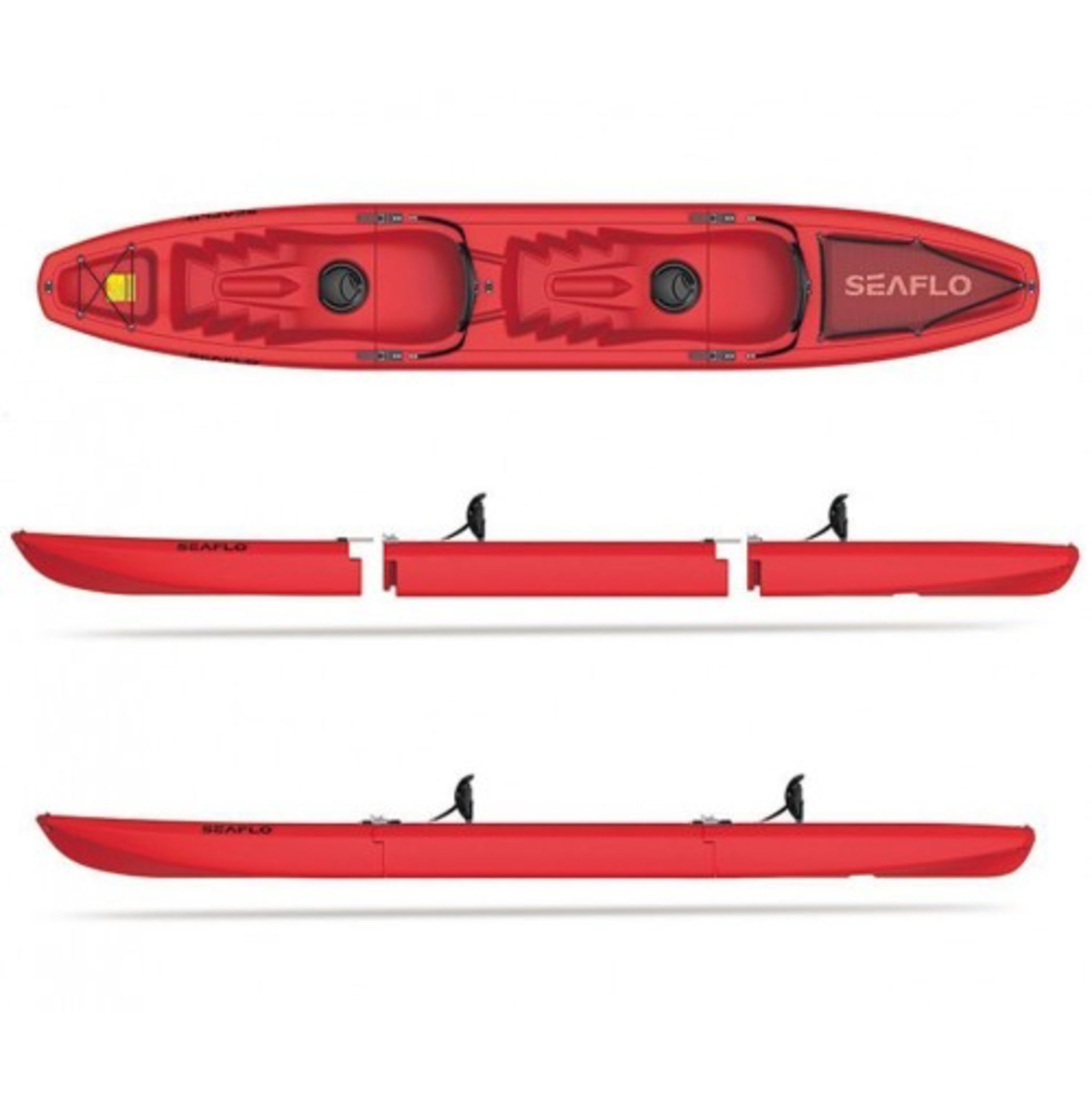 SINGLE OR 2 ADULT SIT ON 3 PIECE KAYAK - QTY: 1 A space saving kayak that is easy to transport as it