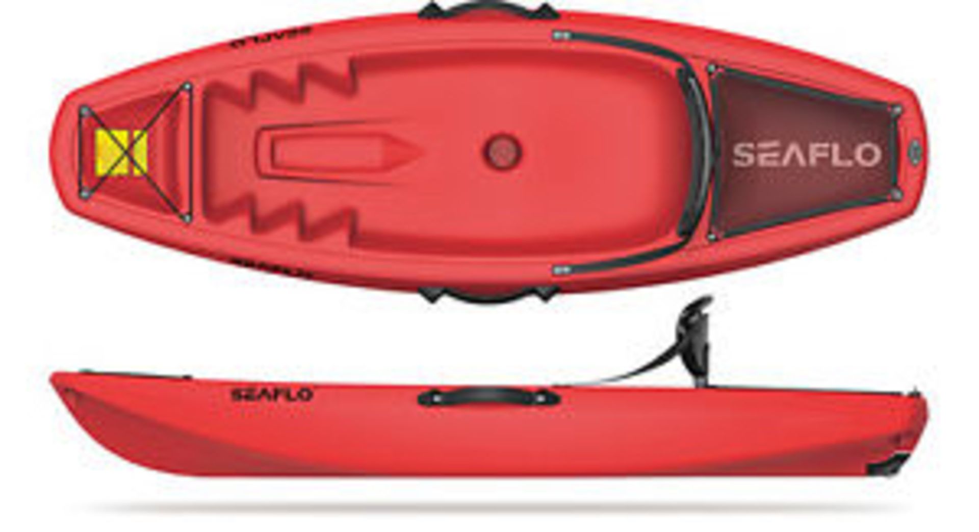 DELUXE CHILD SIT ON KAYAK - QTY: 1 Size: 185cm x 62cm x 23cm supplied with back rest, bungee cord,