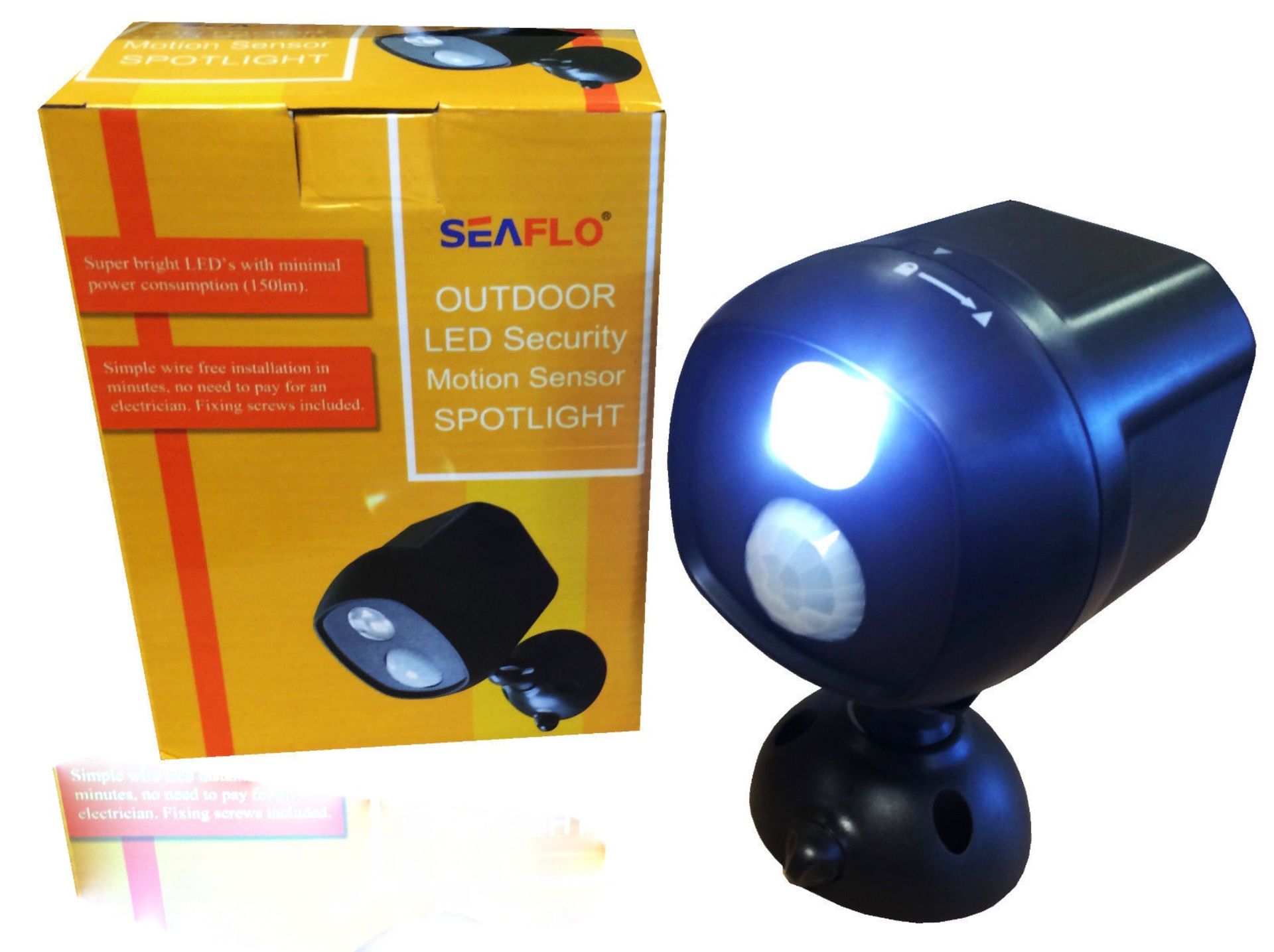 OUTDOOR LED MOTION SENSOR LIGHT - QTY: 2 Fix to fence or walls, battery operated motion sensor