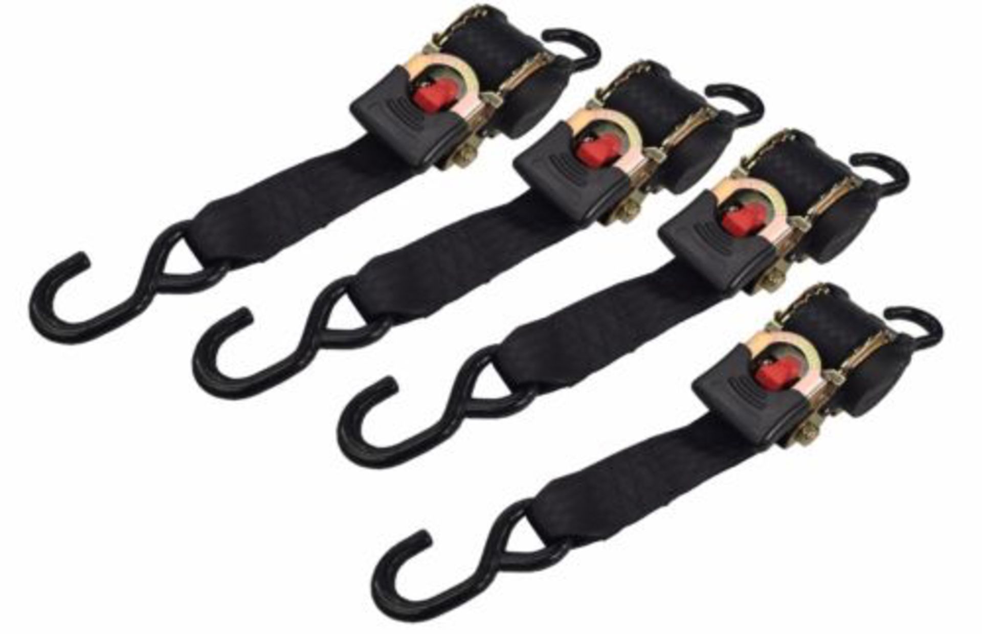 50mm x 3 metre AUTOMATIC RETRACTABLE RATCHET ASSEMBLIES - QTY: 4 Fitted with 'S' hooks the