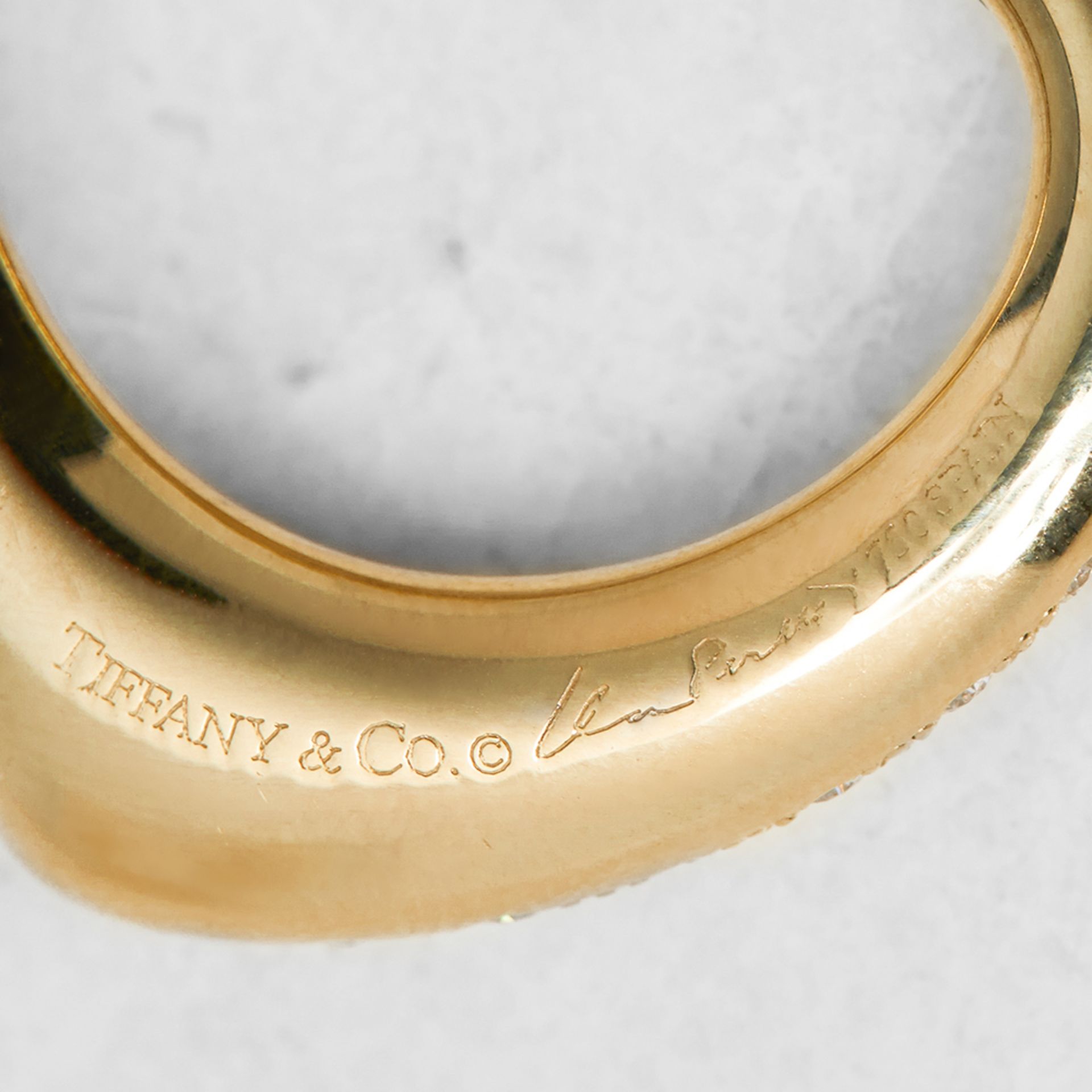 Tiffany & Co 18k Yellow Gold 2.00ct Diamond Open Heart Elsa Peretti Necklace - Image 6 of 6