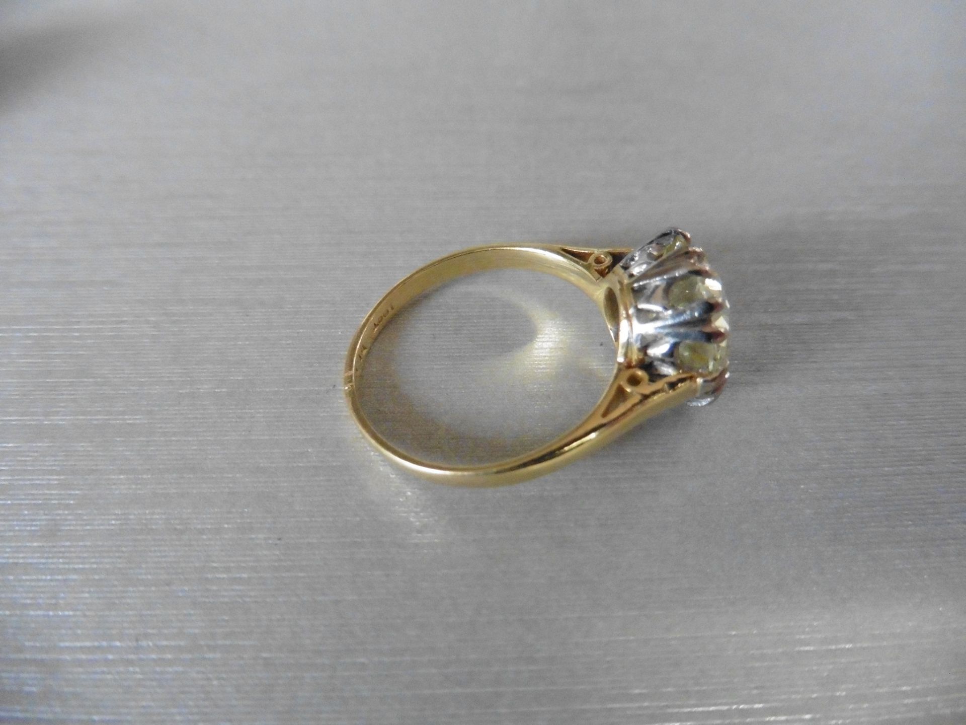 3.43ct solitaire ring. Set with an old cut diamond, fancy yellow colour, VS clarity. 16 (Double) - Image 2 of 6