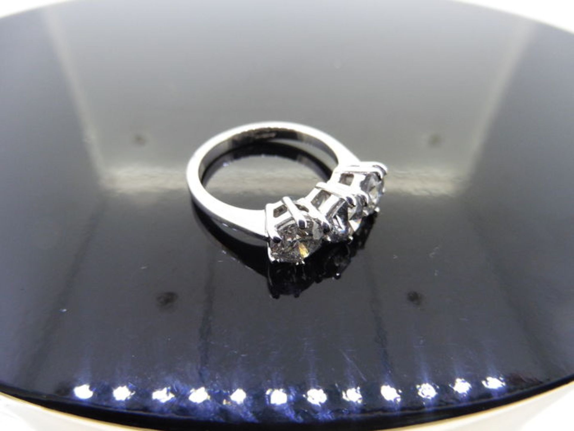 3.00ct diamond trilogy ring. 3 brilliant cut diamonds ( enhanced stones ) I/J colour, P1 clarity. - Image 2 of 3