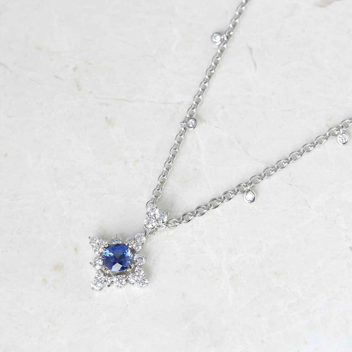 Picchiotti 18k White Gold 2.00ct Sapphire & 1.49ct Diamond Necklace