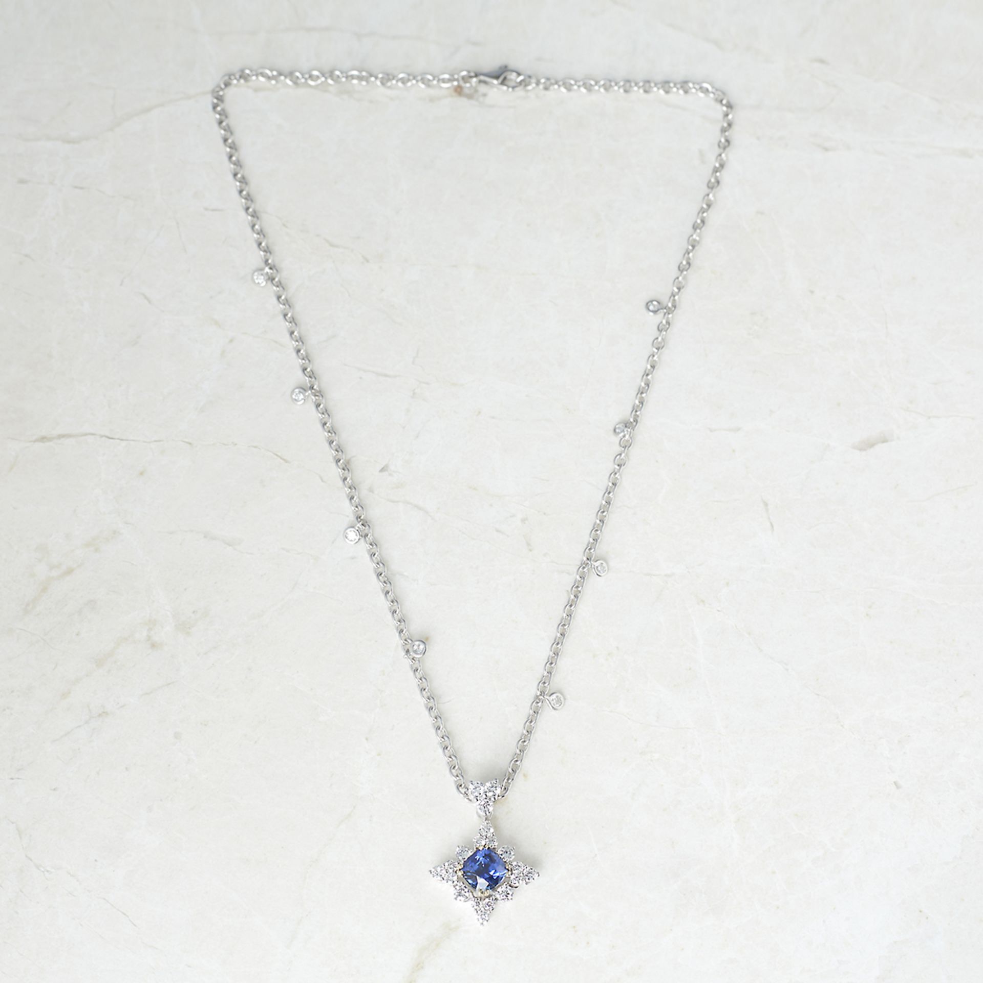 Picchiotti 18k White Gold 2.00ct Sapphire & 1.49ct Diamond Necklace - Image 6 of 6