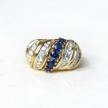 Tiffany & Co. 18k Yellow Gold 0.75ct Sapphire & 1.10ct Diamond Ring