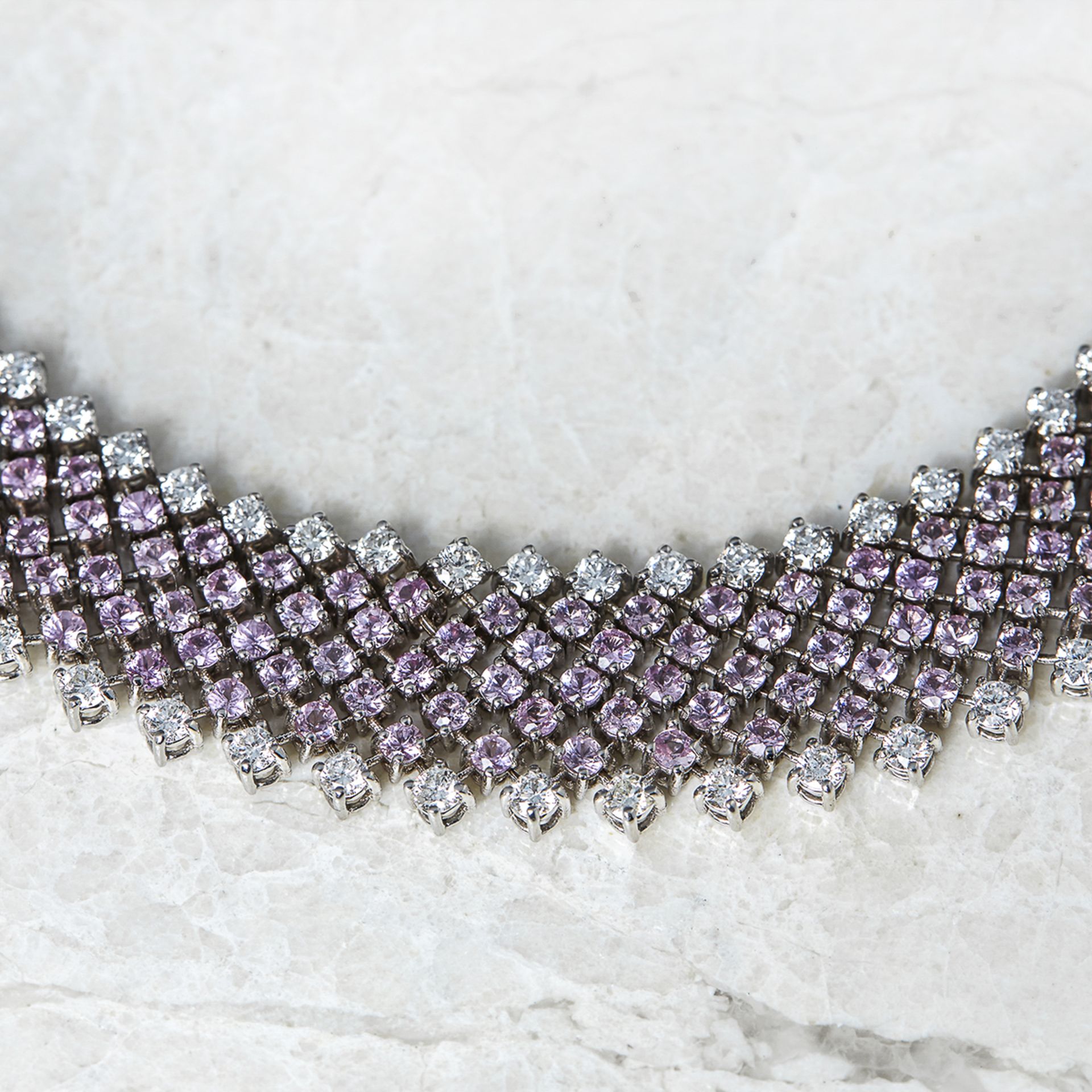 Asprey 18k White Gold 7.00ct Pink Sapphire & 3.15ct Diamond Bracelet - Image 3 of 7