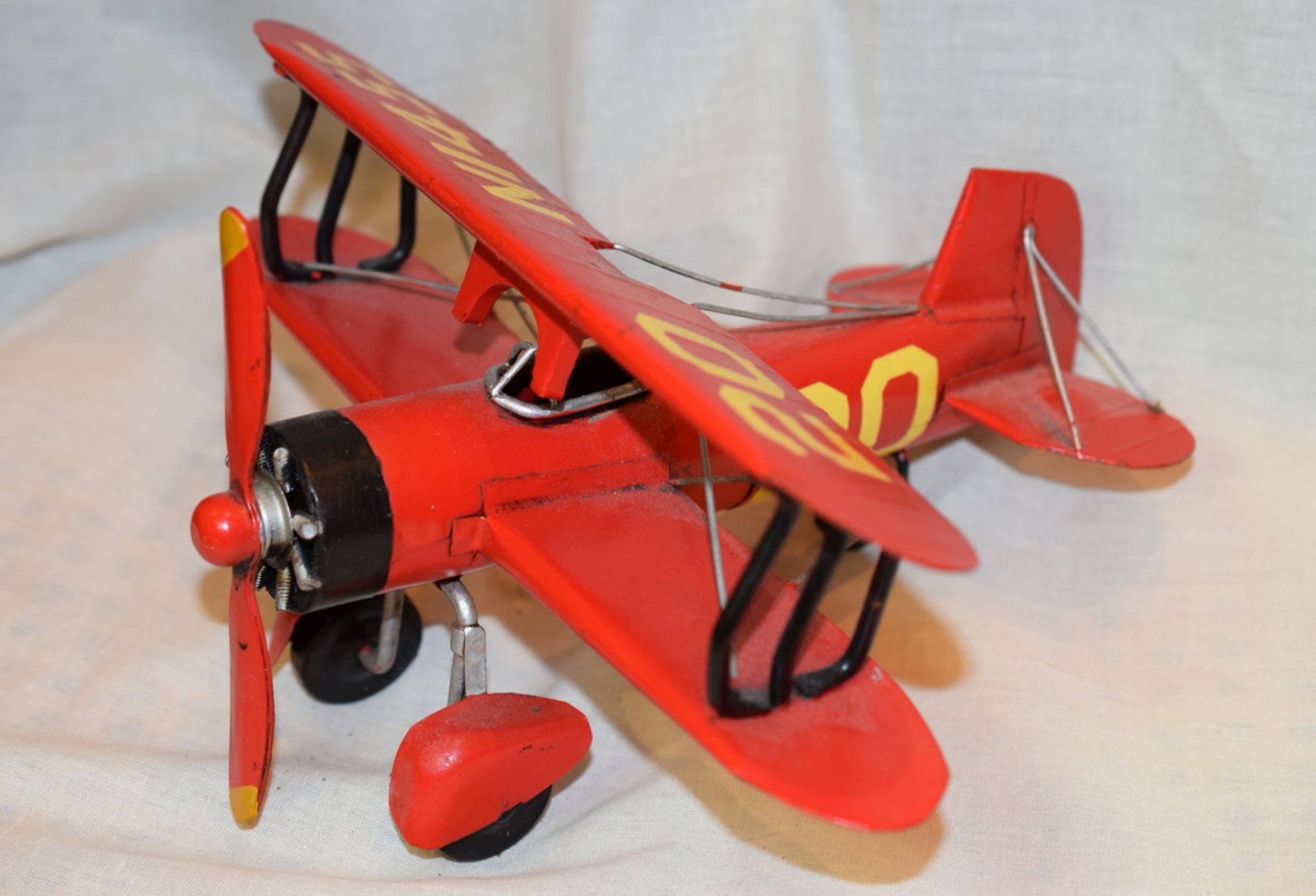 Red Tinplate Biplane