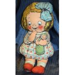 Vintage Deans Mabwell Lucy Atwell c1960s Printed Cotton Rag Doll