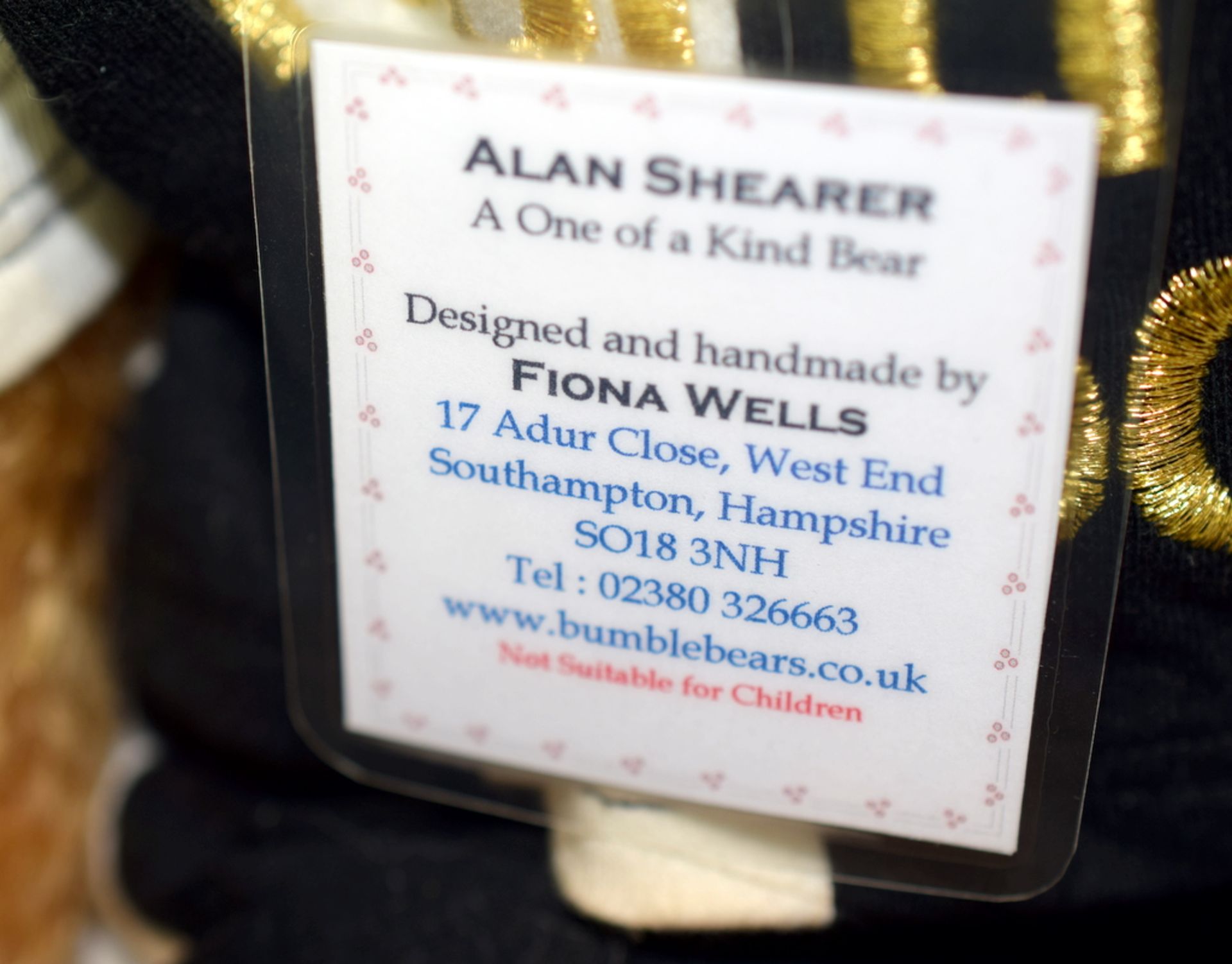 Alan Shearer One Of A Kind Bear By Fiona Wells - Image 5 of 5