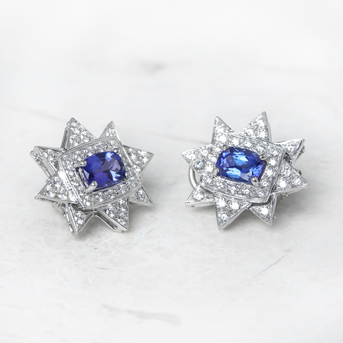 18k White Gold 3.00ct Tanzanite & 2.08ct Diamond Star Earrings - Image 3 of 6