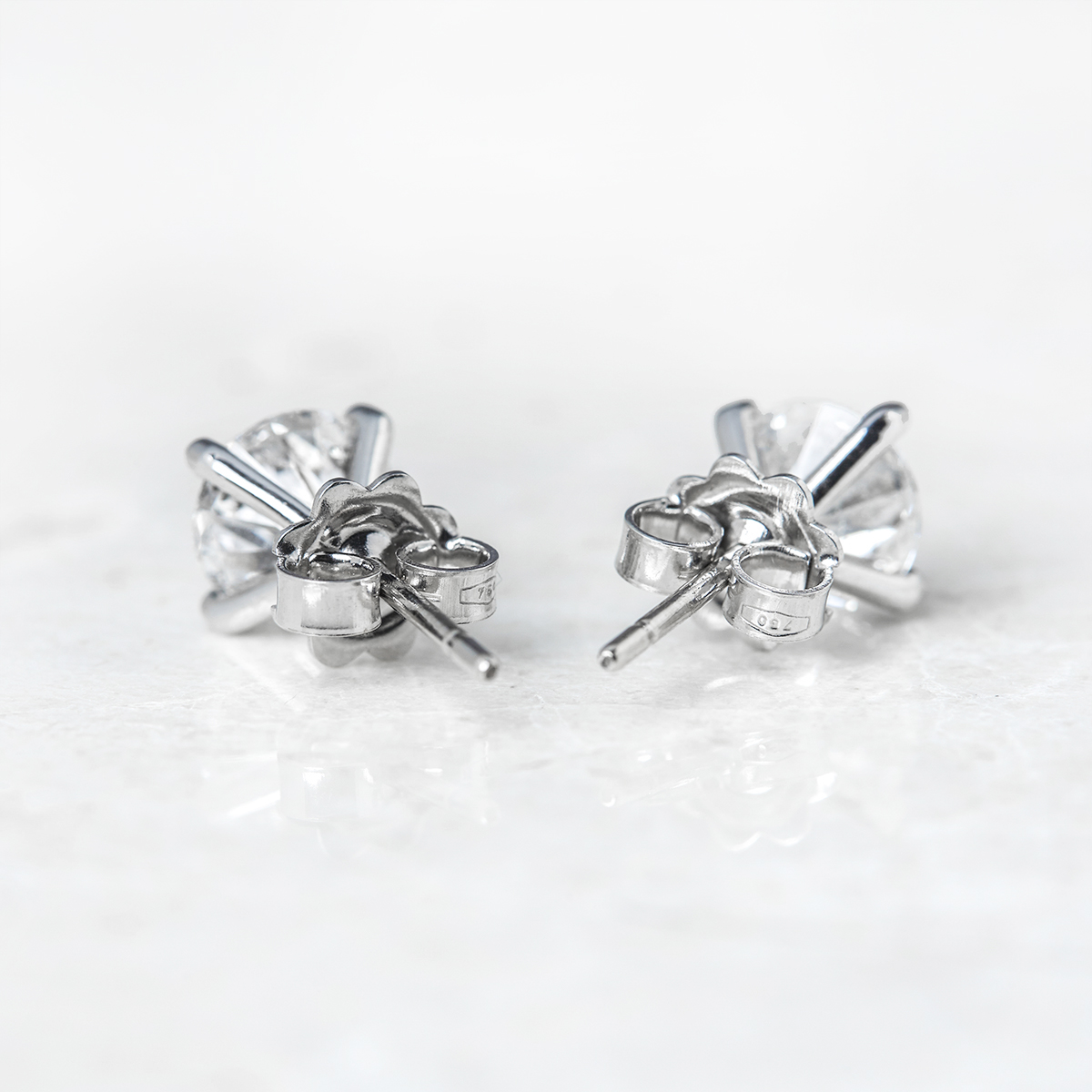 18k White Gold Round Brilliant Cut 3.05ct Diamond Stud Earrings - Image 4 of 5