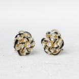 14k Yellow Gold 2.80ct Diamond Black Enamel Earrings