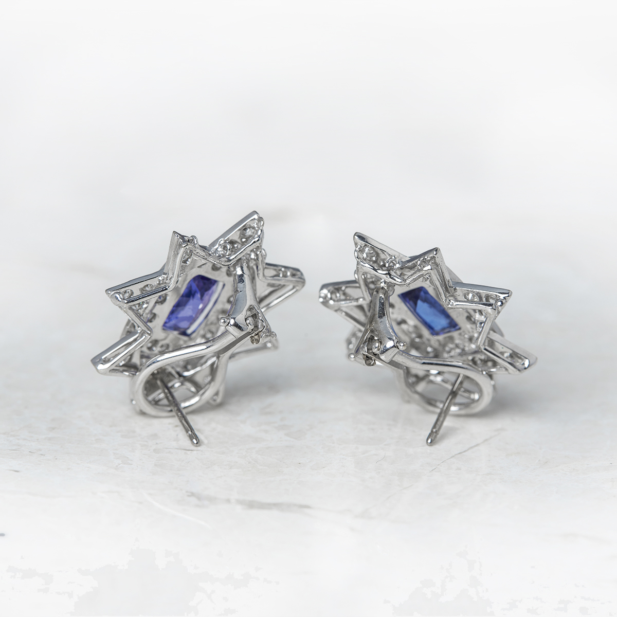 18k White Gold 3.00ct Tanzanite & 2.08ct Diamond Star Earrings - Image 4 of 6